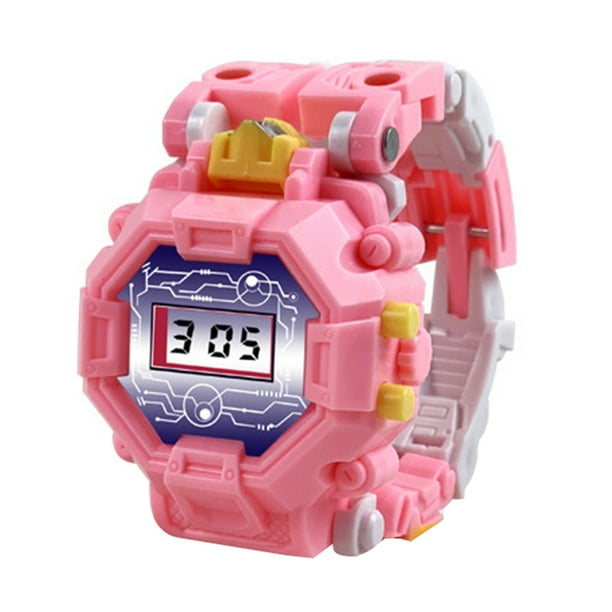 Robot Transformación Reloj de pulsera Juguete 2 en 1 Niño Niños Robot electrónico Reloj deportivo Cumpleaños Regalo de Navidad seitruly EL2105-04B