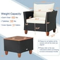 thumbnail image 3 of Gymax 3PCS Rattan Furniture Set Cushioned Sofa Storage Table W/ Wood Top Patio White, 3 of 6