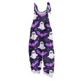 thumbnail image 2 of Womens Halloween Jumpsuits Cute Print Baggy Casual Wide Leg Romper Tie Strap Cotton Linen Pants, 2 of 7