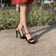thumbnail image 4 of European and American Summer One-word Buckle Genuine Leather Thick Sandals Waterproof Platform Ultra-high Heels Fashion Catwalk, 4 of 5