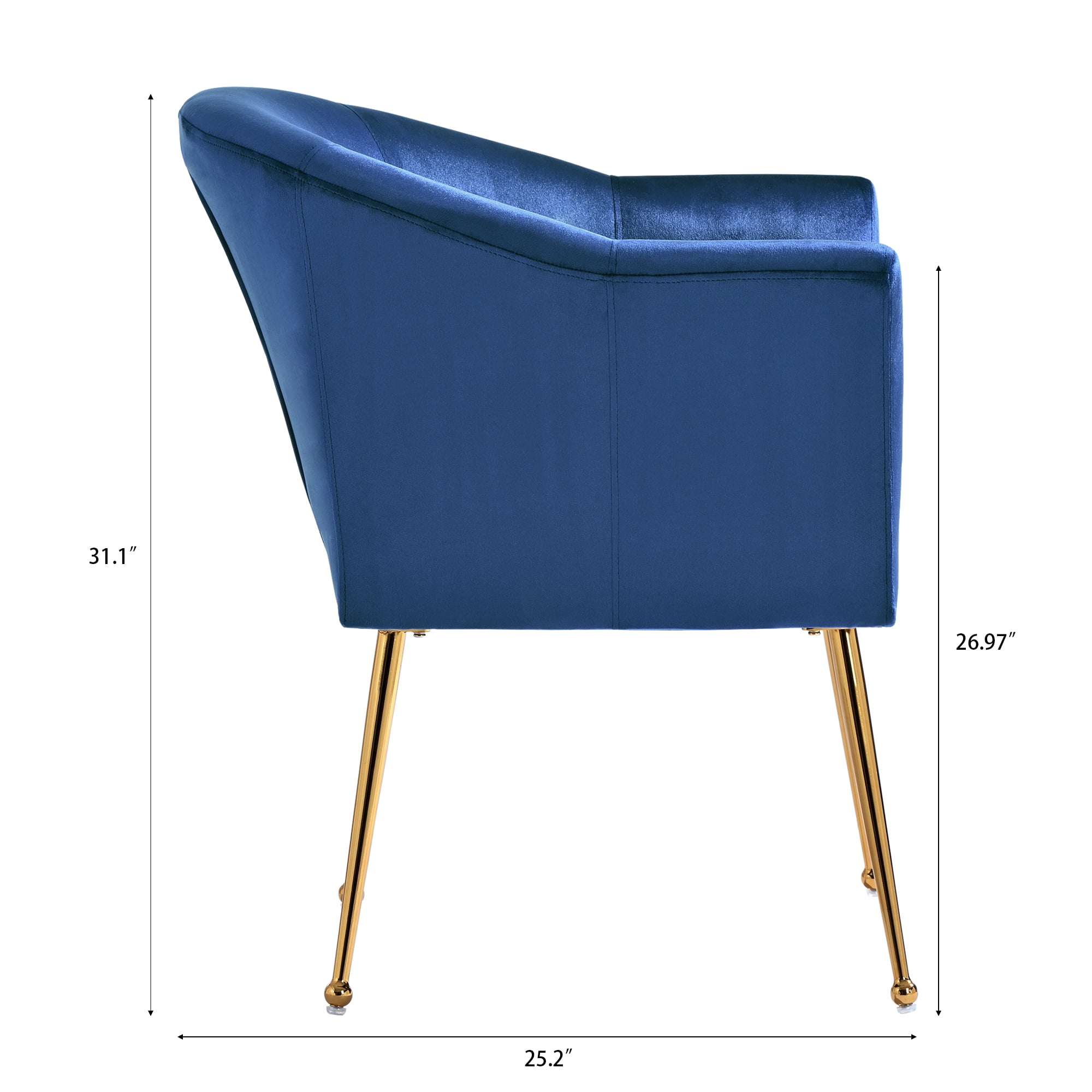 YYAo Velvet Accent Chair, Upholstered Comfy Armchair with Metal Legs for Bedroom, Living Room, Blue YYAo Velvet Accent Chair, Upholstered Comfy Armchair with Metal Legs for Bedroom, Living Room, Blue