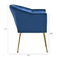 thumbnail image 6 of Hommoo Velvet Accent Chair with Wood Frame, Modern Armchair Club Leisure Chair with Gold Metal Legs, Single Reading Chair for Living Room Bedroom Office Hotel Apartments, Blue, 6 of 9