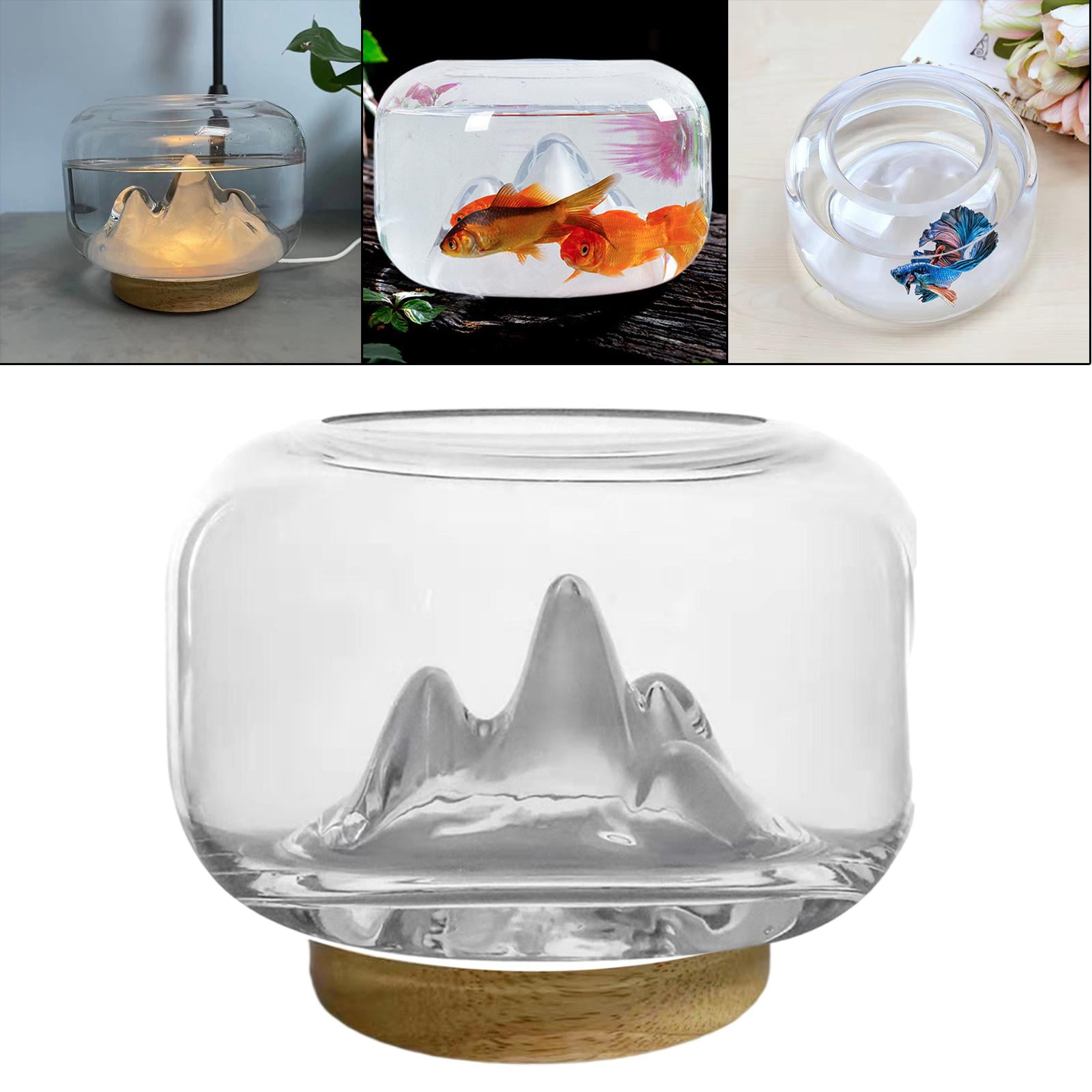 Fzaqwen Mini Snow Mountain Fish Bowl Light Aquarium Tank Goldfish Small Betta for Office