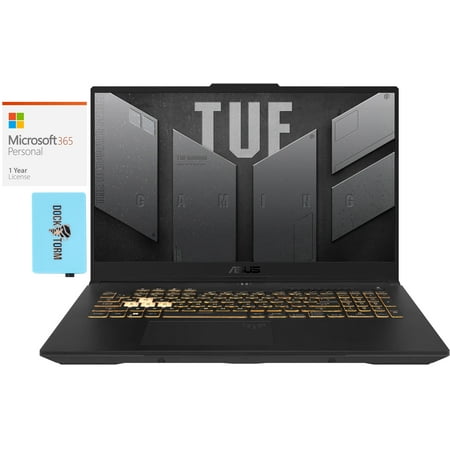 ASUS TUF F17 Gaming & Entertainment Laptop (Intel i7-12700H 14-Core, 17.3" 144Hz Full HD (1920x1080), NVIDIA RTX 3060, 32GB DDR5 4800MHz RAM, Win 11 Pro) with Microsoft 365 Personal , Hub