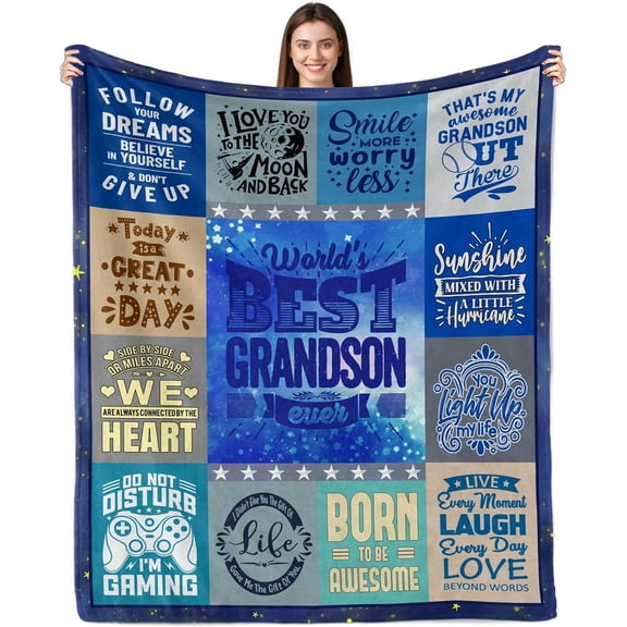 Grandson Gifts from Grandma, to My Grandson Blanket, Gifts for Grandson Blankets, Grandson Birthday Gift Ideas, Grandson Gifts for Graduation Christmas Throw Blanket 60"x50"