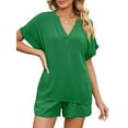 thumbnail image 3 of UVN Women 2 Piece Outfits Set Summer Short Set Ladies Short Top Pants Casual Loose Tracksuit, 3 of 6
