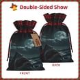 thumbnail image 2 of Wukai Moonlit Night Sky Shark Print Christmas Burlap Bags,Drawstring Christmas Burlap Goody Gift Candy Bags Xmas Burlap Treat Bags for Candy Wrapper Xmas Party Favors-Black, 2 of 8