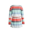 thumbnail image 3 of Franhais Women Summer Dress, Stripe V-Neck Long Sleeves Drawstring Waist Casual Skirt with Pockets for Girls, 6 Colors, 3 of 9