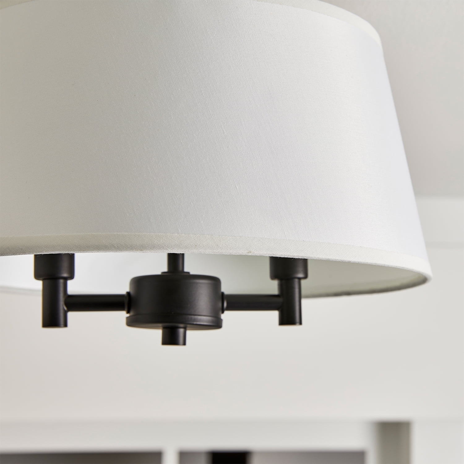 Better Homes & Gardens 2-Light Matte Black Indoor Flush Mount Light, Fabric Shade, Bulbs Included