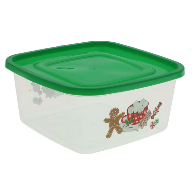 CGT Christmas Plastic Food Storage Containers with Lids Winter Holidays  Bowls Baskets Canisters Kitchen Candy Snacks Leftovers Gifts Party  Organization Decorations BPA Free 9.3 x 9.3 in. (Pack of 2) 