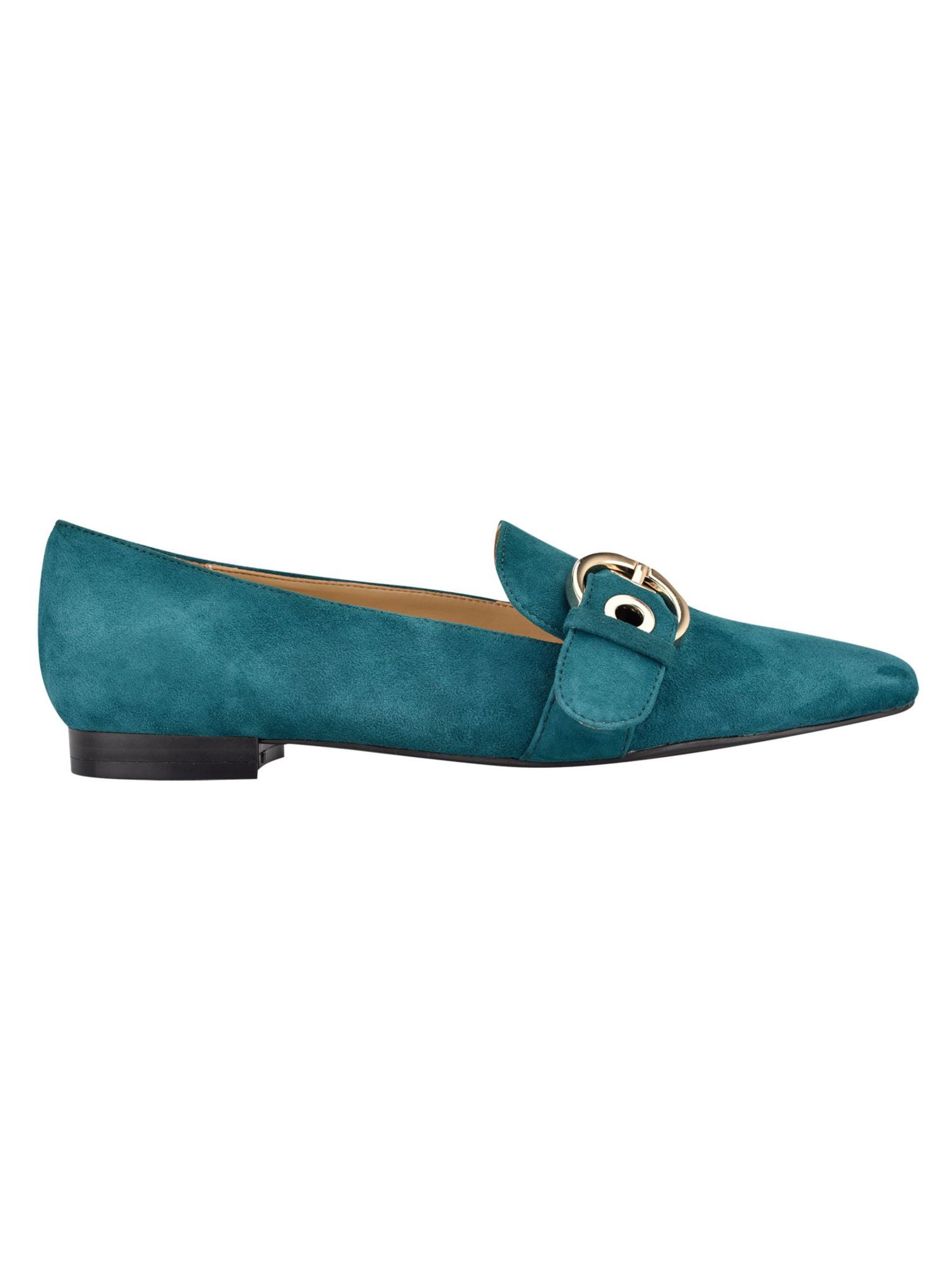 NINE WEST Womens Teal Gold-Tone Belted 