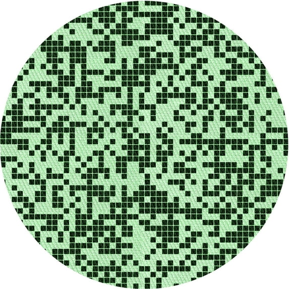 Ahgly Company Machine Washable Indoor Round Transitional Dark Forest Green Area Rugs, 8' Round