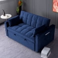thumbnail image 2 of Gewnee 55'' Modern Convertible Velvet Sofa Bed with Pull-Out Twin Bed, Adjustable Backrest for Living Room, Office (Blue), 2 of 10