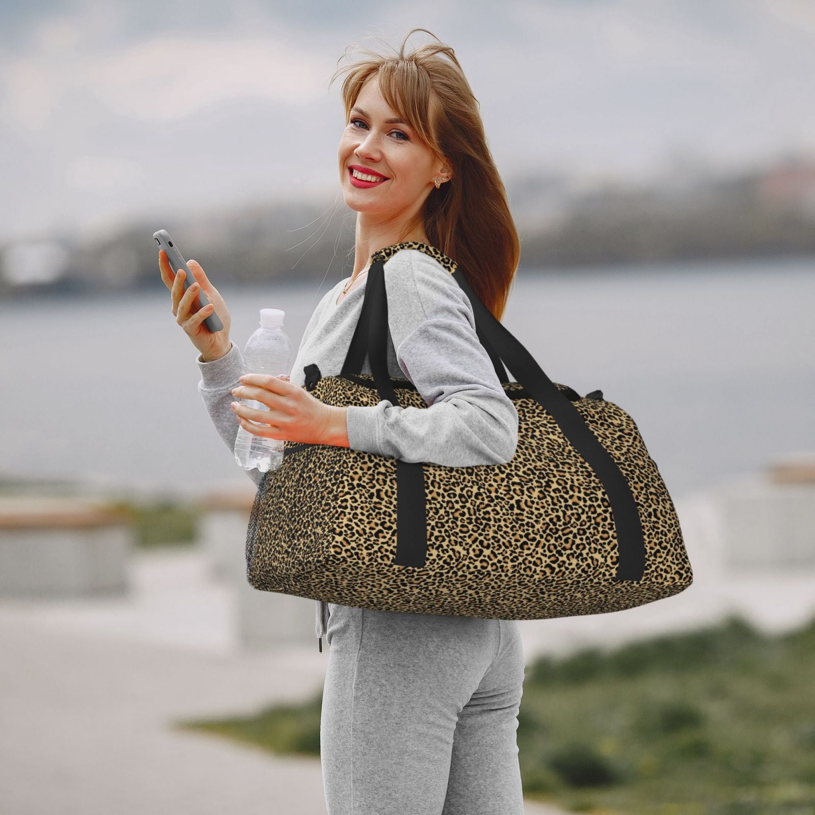 Kdxio Leopard Print Travel Duffel Bag Gym Bag Weekender Travel Bag Gym Bag for Women &Men Airplane Travel Essentials for Flying