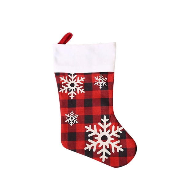 Billuyoard Bolsas de Navidad con estampado de copos de nieve, almacenamiento de dulces, calcetines de rejilla negros rojos de Navidad, contenedor de estilo Kits de decoración para fiestas Billuyoard HA069963-00