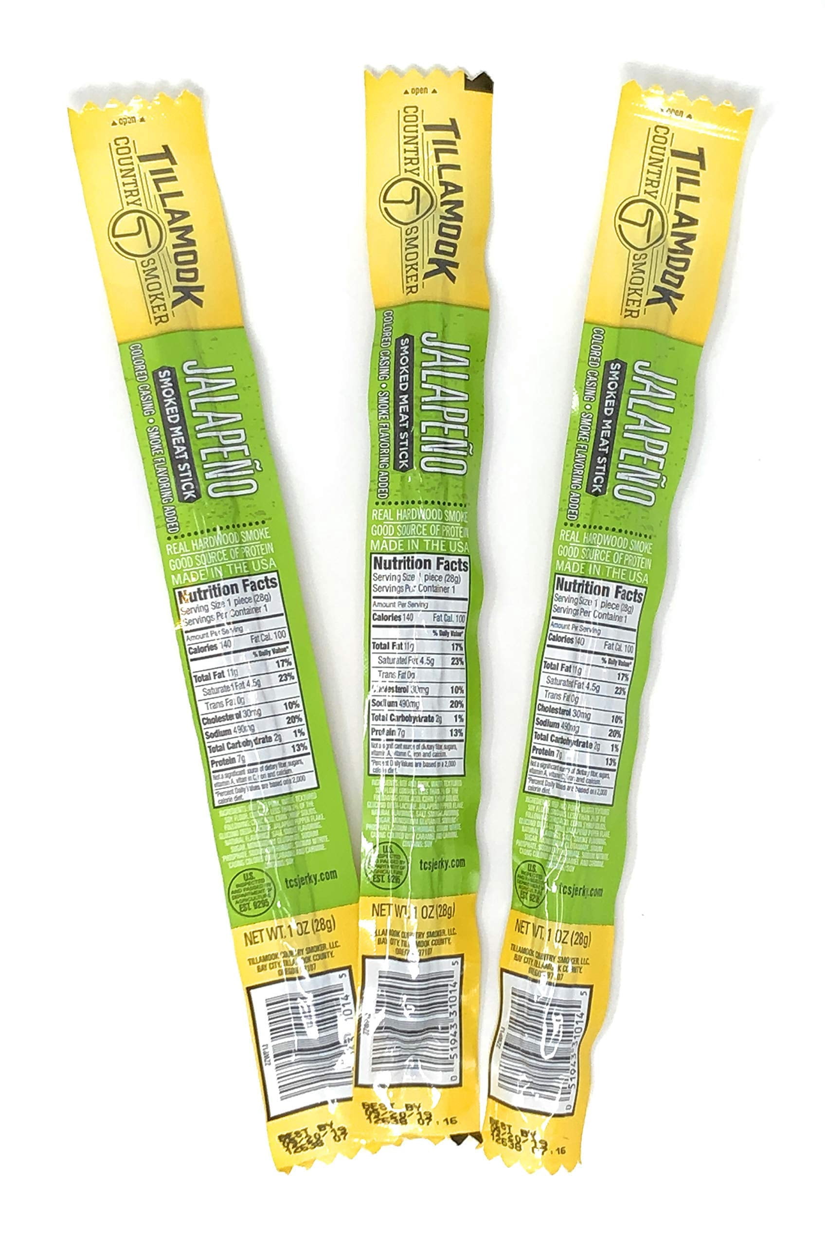 Tillamook Country Smoker Beef Jerky Jalapeno Stick 24-1oz Individually Wrapped Sticks. 1.5LBS Total Bulk