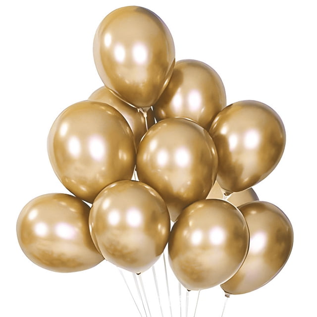 Xiao Hua Globos metálicos dorados oscuros de 10 pulgadas, 60 unidades, globos cromados de látex para fiestas de baby shower, bautizos, cumpleaños y decoraciones para fiestas.