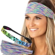 Hipsy Adjustable Volleyball Sports Headband Xflex Mixed Pack for Women (Rainbow & Space Dye Multi)