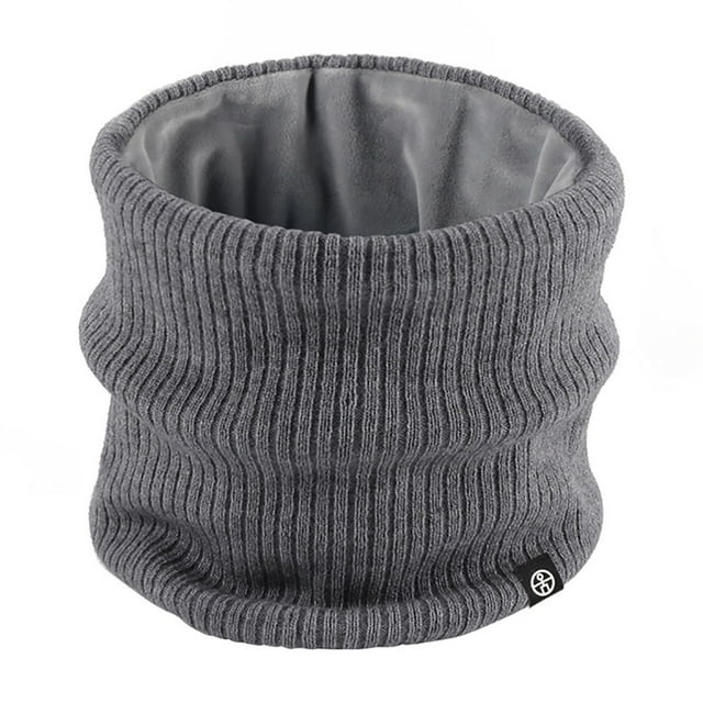 RXIRUCGD Winter Knitted Neck Hoodie Solid Color Versatile Outdoor Warm High Neck Knitted Cold Double Layer Velvet Neck Protection( Dark Gray )