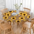 thumbnail image 3 of Beige Leopard Sunflower Pattern Round Fitted Tablecloth with Elastic Edge,Dining Table Cover Waterproof,Outdoor Round Tablecloth for Camping,Dining,Indoor and Outdoor, 3 of 7