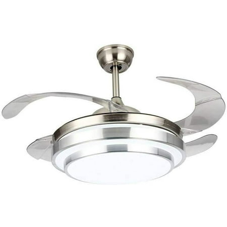 

OUKANING 42 Modern Silver Ceiling Fan Light Remote Control 4 Blades