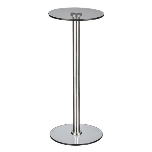 Mesa de bebidas con diseño de vidrio con parte superior y extremo alto, redonda, gris oscuro