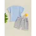 thumbnail image 5 of Baby Toddler Boy Duck Outfit 3 6 12 18 24 Months 2T 3T Animal Embroidery Short Sleeve T-Shirt Plaid Elastic Waist Shorts 2 Pcs Clothes Set, 5 of 9