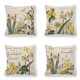 thumbnail image 1 of Juego de 4 fundas de cojín decorativas de 45 x 45 cm con diseño de mariposas y crisantemos de hojas verdes., 1 of 4