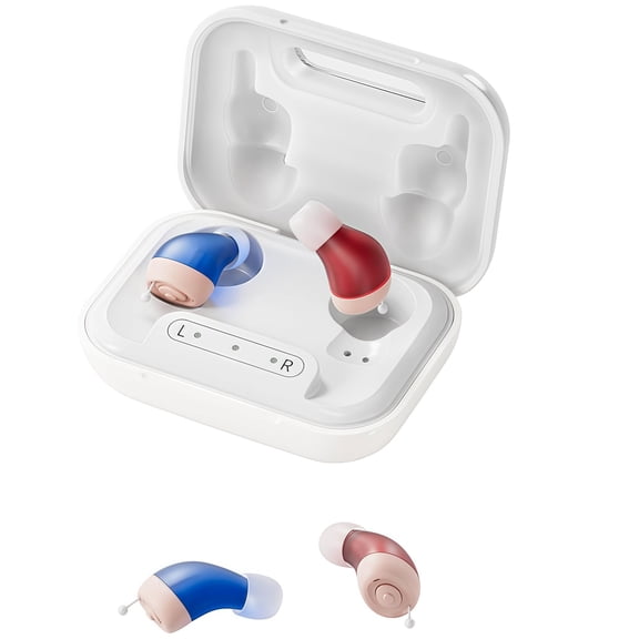 iadr Pro Rechargeable CIC Hearing Aids for Seniors – Nearly Invisible Design with Multi-Channel Noise Cancellation, 3-Size Silicone Tips, Magnetic Charging Case with 40Hrs Backup, Beige