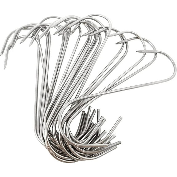 20 PCS Smoking Meet Hooks,Multi-Purpose S-Shape Meat Hooks,Stainless Steel Butcher Hooks,Heavy-Duty Durable Hooks,Sharp Meat Hooks for Hanging,Drying,BBQ (Silver)