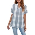 thumbnail image 3 of SAYOO , camisetas de manga corta para mujer, Color sólido/estampado, verano, cuello en V, blusas casuales sueltas, blusa, ropa de calle SAYOO Moda, 3 of 9