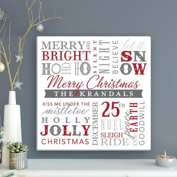 Personalized Christmas Words Canvas Print, 12x12