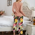 thumbnail image 4 of Conjunto de ropa de dormir de manga larga para mujer, cuello redondo, informal, lavable a máquina, conjunto de pijama para mujer, naranja, XXL, 4 of 6