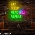 thumbnail image 2 of Glowneon Eat Sleep Read Repeat Neon Light Sign, Book Store Wall Decor, 2 of 5