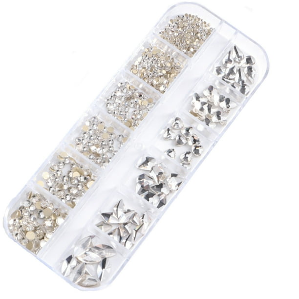 Gema de uñas con parte posterior plana, suministros de decoración de uñas con diamantes de imitación