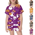 thumbnail image 2 of LRen Halloween Pajamas Halloween Gifts 2PCS Set for Teens, Soft Short Sleeve Button-Down Pjs Set Cute Print Sleepwear Outfit, 2 of 5