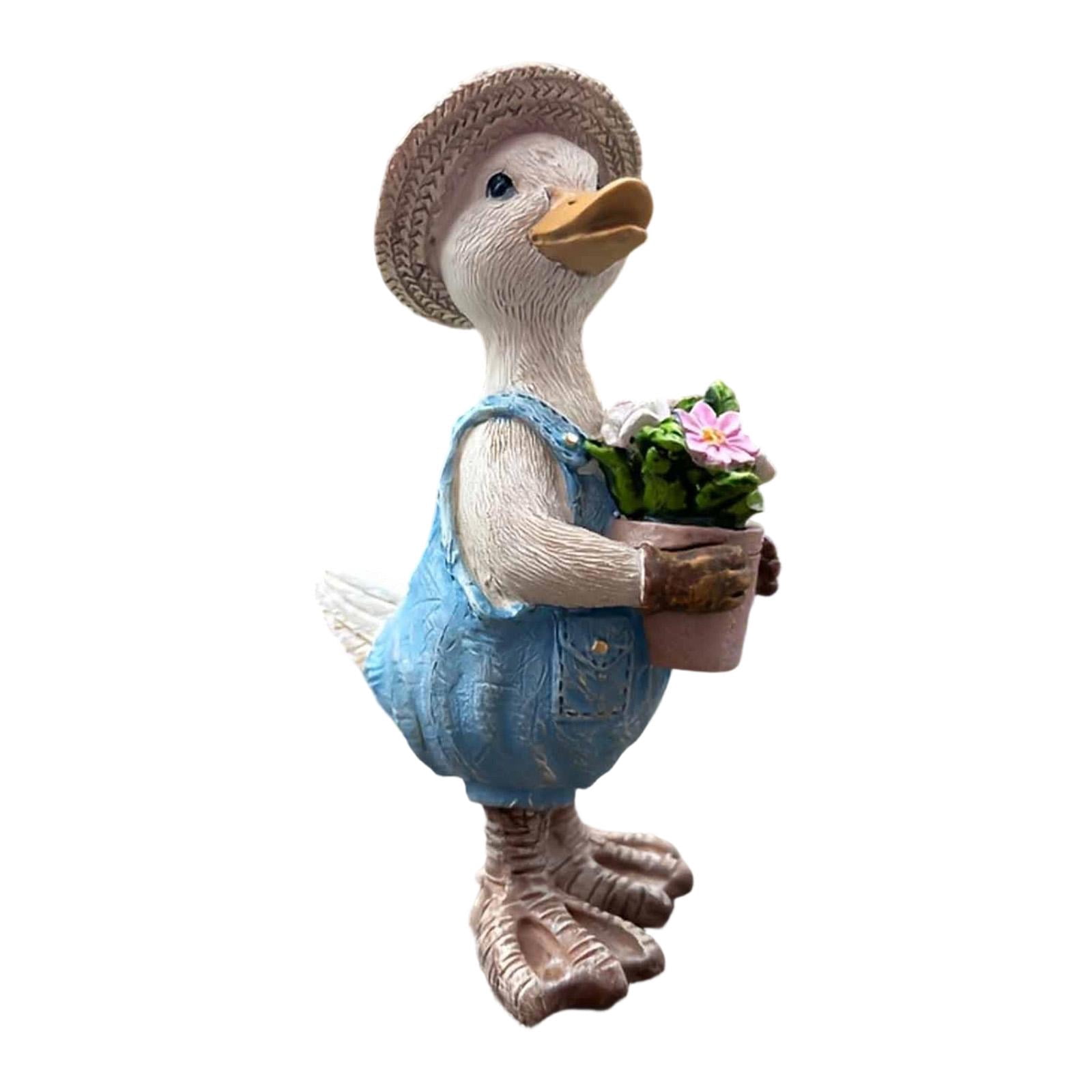 Nishiyuenyi Garden Miniature Figurine Animal Sculpture Desktop Bedroom Porch Duck Statue with Pot