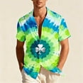thumbnail image 1 of Blusa y camisa hawaiana de manga corta con cuello vuelto para hombre, camisa unisex de verano para playa, informal, de manga corta, con botones, ropa estampada para el Día de San Patricio, blusa para, 1 of 8