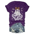 thumbnail image 6 of enyan Cute Ghost Womens Halloween Shirts Cute Ghost Shirt Fall Tshirt Fashion Lover Graphic Tees casual Short Sleeve Tops Purple,2XL, 6 of 6