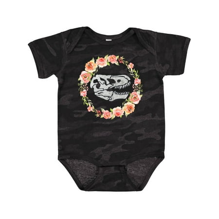 

Inktastic Tyrannosaurus Rex Skull with Colorful Flowers Gift Baby Boy or Baby Girl Bodysuit