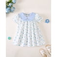 thumbnail image 3 of 6 Months Baby Girls Dress 12 Months Girls Short Sleeve Dress Peter-Pan Collar Bubble Sleeve Infant Girls Summer Floral Dress White, 3 of 9