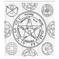thumbnail image 3 of Pentacle Shower Curtain, Occult Style Concept Educational Black and White Geometric Forms and Texts, Fabric Bathroom Set with Hooks, 69W X 84L Inches Extra Long, Black and White, by Ambesonne, 3 of 3