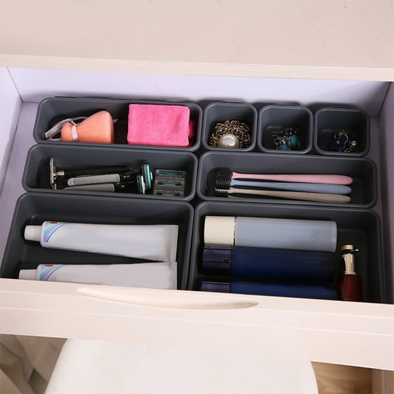 Riousery Creative Desk Organizer Desktop Storage Box, Multi-Functional Drawer Organizer for Office Desk, Kitchen, Bathroom and Makeup Accessories, Space-Saving Black Plastic, 9.45 inches / 24 cm