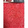 Angelina 7 Piece Damask Curtain Set with Beaded Austrian Valances and Swag, 84" Long, Red