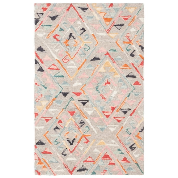 SAFAVIEH Micro-Loop Andrina Diamond Area Rug, Grey/Pink, 2'6" x 4'
