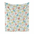 thumbnail image 1 of Cartoon Soft Flannel Fleece Throw Blanket, Pastel Tones Butterflies and Buttons Scrapbook Style Creative Childish Print, Cozy Plush for Indoor and Outdoor Use, 60" x 80", Multicolor, by Ambesonne, 1 of 5