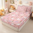 thumbnail image 2 of Erosebridal Tulip Bow Duck Print Zipper Full Size Comforter Sets with Fitted Sheet and 2 Pillowcases for Girl, Pink Kawaii Farm Goose Zipper Bedding Set, Pink Reversible, 4 Pieces, 2 of 7