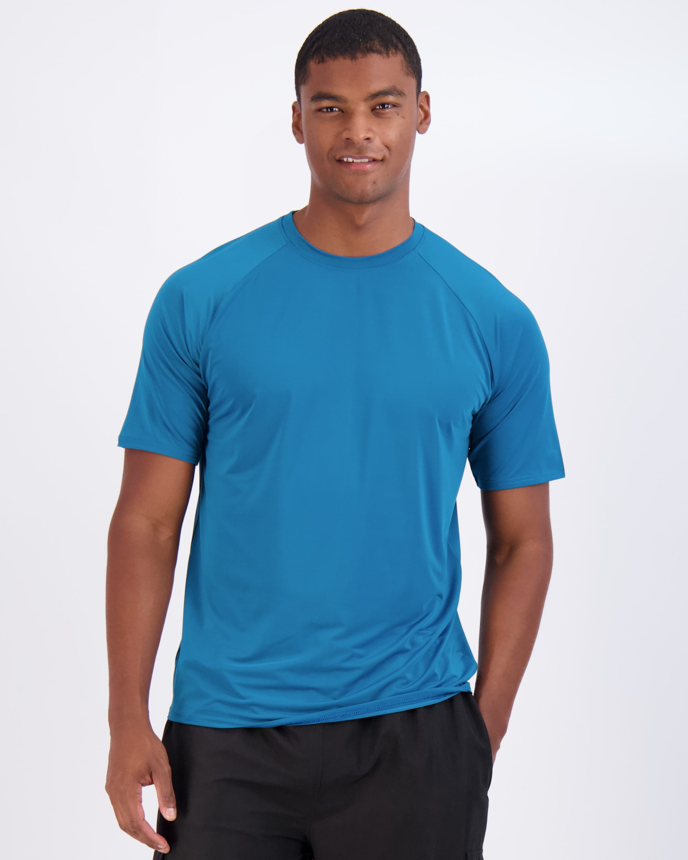 Real Essentials 4-Pack: Mens Short Sleeve Rash Guard Shirt Quick Dry UPF  50+ Sun Protection Swim (Available in Big & Tall)