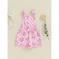 thumbnail image 5 of Musuos Kids Girls Overall Shorts, 6 12 18 24M 3 4Y Plaid Flower Print Rolled Hem Jumpsuit Summer Clothes with Pockets for Casual Daily, 5 of 9