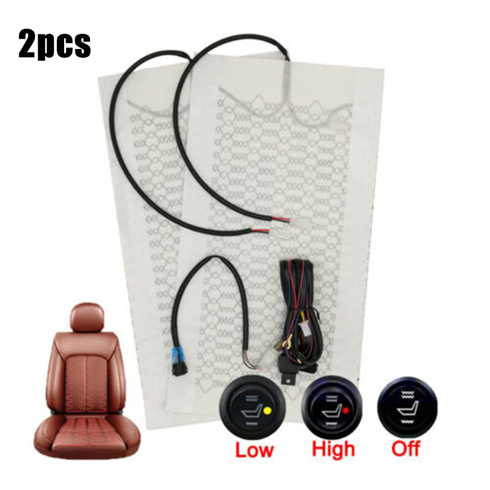 4Pads Car Carbon Fiber Heated Seat Heater Kit Cushion Round Switch 2-Level  A1D0